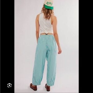 Free People Teal Striped Women's flowey light Joggers beach M